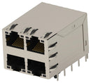 TE CONNECTIVITY 2496730-1 Modular Connector, RJ45 Jack, 2 x 2 (Stacked), 8P8C, Cat6a, Through Hole