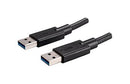 SAME SKY CBL-UA3-UA3-10BP USB Cable, Type A Plug to Type A Plug, 1 m, 3.3 ft, USB 3.2 Gen 1, Black