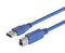 L-COM CAU3AB-2M USB Cable, Type A Plug to Type B Plug, 2 m, 6.6 ft, USB 3.0, Blue