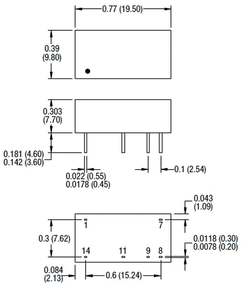 MURATA POWER SOLUTIONS NMH0509DC Isolated Through Hole DC/DC Converter, 1kV Isolation, ITE, DIP, 1:1, 2 W, 2 Output, 9 V