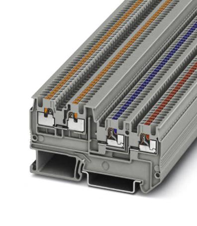 PHOENIX CONTACT 3244410 DIN Rail Mount Terminal Block, Sensor/Actuator, 4 Ways, 26 AWG, 14 AWG, 1.5 mm&sup2;, Push In, 13.5 A