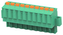 TE CONNECTIVITY - BUCHANAN 1-2842520-0 Pluggable Terminal Block, PA66, Green, 1Row, w/Flange, 5.08 mm, 10 Ways, 26 AWG, 12 AWG, Push In