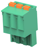 TE CONNECTIVITY - BUCHANAN 2842514-3 Pluggable Terminal Block, PA66, Green, 1Row, 5.08 mm, 3 Ways, 26 AWG, 12 AWG, Push In