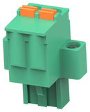 TE CONNECTIVITY - BUCHANAN 2842520-2 Pluggable Terminal Block, PA66, Green, 1Row, w/Flange, 5.08 mm, 2 Ways, 26 AWG, 12 AWG, Push In