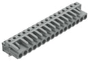 WAGO 232-246 Terminal Block, PA66, Grey, 1Row, Header, 5 mm, 16 Ways, 12 A, 630 V, Through Hole Right Angle