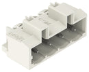 WAGO 721-434/001-000 Terminal Block, PA66, Light Gray, 1Row, Header, 5 mm, 4 Ways, 12 A, 630 V, Through Hole Right Angle