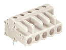 WAGO 722-234 Terminal Block, PA66, Light Gray, 1Row, Header, 5 mm, 4 Ways, 12 A, 630 V, Through Hole Right Angle