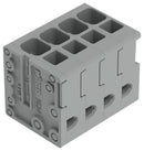 WAGO 2624-3108 Wire-To-Board Terminal Block, Grey, 5 mm, 8 Ways, 24 AWG, 10 AWG, 4 mm², Push In