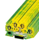 PHOENIX CONTACT 3036039 DIN Rail Mount Terminal Block, Green/Yellow, 4 Ways, 28 AWG, 12 AWG, 6 mm², Clamp