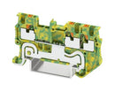 PHOENIX CONTACT 3208171 DIN Rail Mount Terminal Block, Green/Yellow, 3 Ways, 26 AWG, 16 AWG, 1.5 mm², Push In