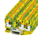 PHOENIX CONTACT 3208745 DIN Rail Mount Terminal Block, Green/Yellow, 3 Ways, 20 AWG, 6 AWG, 16 mm², Push In, 57 A
