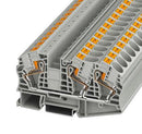 PHOENIX CONTACT 3208760 DIN Rail Mount Terminal Block, Grey, 3 Ways, 20 AWG, 4 AWG, 25 mm², Push In, 76 A