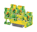 PHOENIX CONTACT 3210596 DIN Rail Mount Terminal Block, Green/Yellow, 4 Ways, 26 AWG, 12 AWG, 4 mm², Push In
