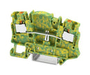 PHOENIX CONTACT 3212154 DIN Rail Mount Terminal Block, Green/Yellow, 2 Ways, 24 AWG, 10 AWG, 6 mm², Push In