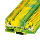 PHOENIX CONTACT 3212196 DIN Rail Mount Terminal Block, Green/Yellow, 2 Ways, 20 AWG, 8 AWG, 10 mm², Push In