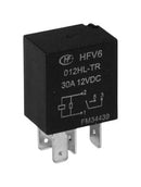 HONGFA HFV6/012ZS-T Automotive Relay, 12 VDC, 30 A, SPDT, Socket Mount, Quick Connect, HFV6 Series