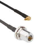 AMPHENOL RF 095-900-586-006 RF / Coaxial Cable Assembly, IP67, 3GHZ Frequency, 6 ", 152.4 mm, RG174, MMCX Right Angle Plug