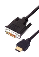 L-COM HD-DVI-MM-3 Audio / Video Cable Assembly, HDMI Plug, DVI-D Single Link Plug, 9.8 ft, 3 m, Black