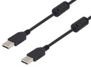 L-COM U2A00001-5M USB Cable, Type A Plug to Type A Plug, 5 m, 16.41 ft, USB 2.0, Black