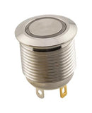 SAME SKY PBM1-M-GR3-F-SS-67 Vandal Resistant Switch, 3V LED, PBM1 Series, 16 mm, SPST-NO-DM, Off-(On), Round Flush, Natural