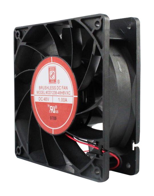 ORION FANS OD1238-48HBVXC10A DC Axial Fan, 48 V, Square, 120 mm, 38 mm, Ball Bearing, 226 CFM