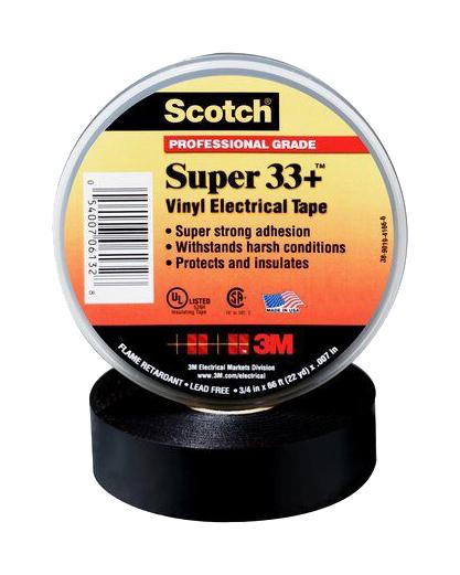 3M 33+SUPER (3/4X20FT) ELECTRICAL INSUL TAPE, PVC, 20FT X 0.75"