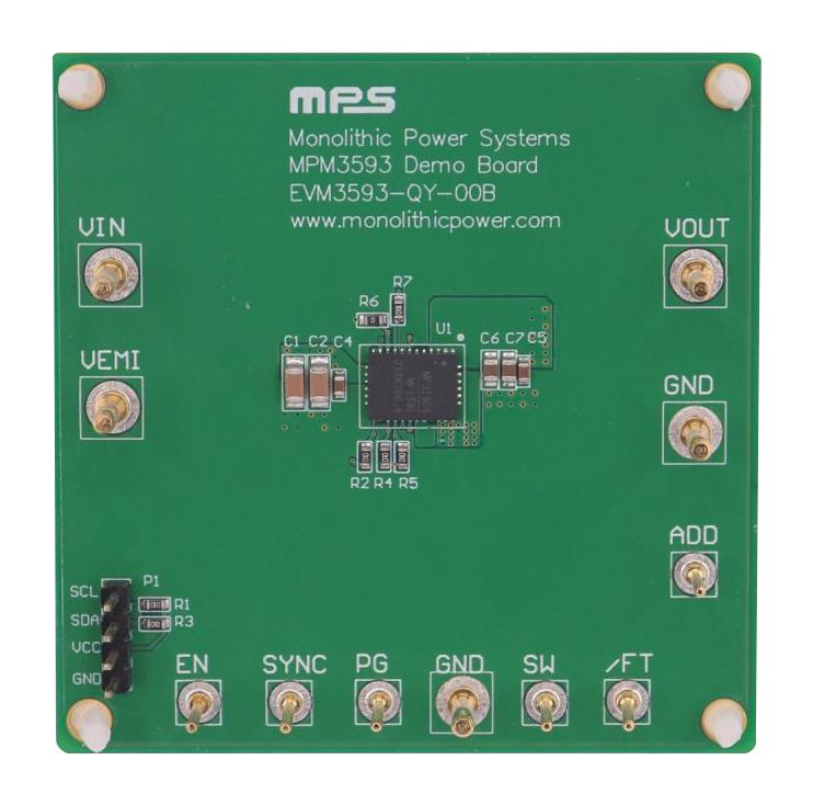 MONOLITHIC POWER SYSTEMS (MPS) EVM3593-QY-00B Evaluation Board, MPM3593GQY, Synchronous Step-Down Converter, Power Management