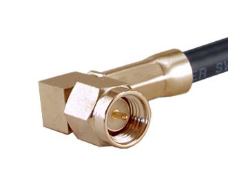 HUBER+SUHNER 16_SMA-50-1-1/111_NE RF / Coaxial Connector, SMA Coaxial, Right Angle Plug, Solder, Crimp, 50 ohm, RG178B/U, RG196A/U