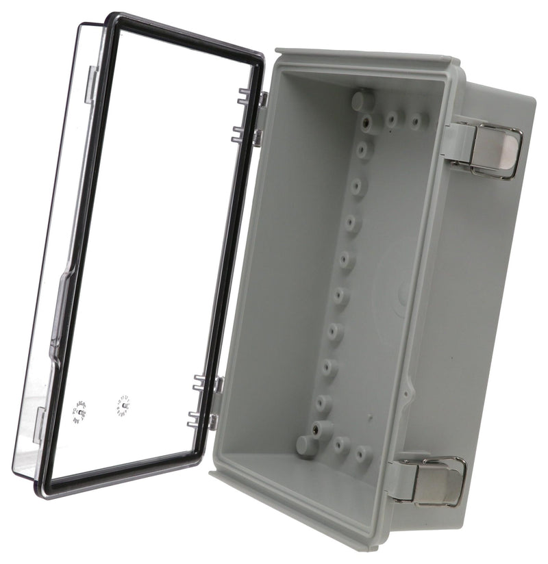 BUD INDUSTRIES PTQ-11049-C ENCLOSURE, PC/GFR, GRAY/CLEAR
