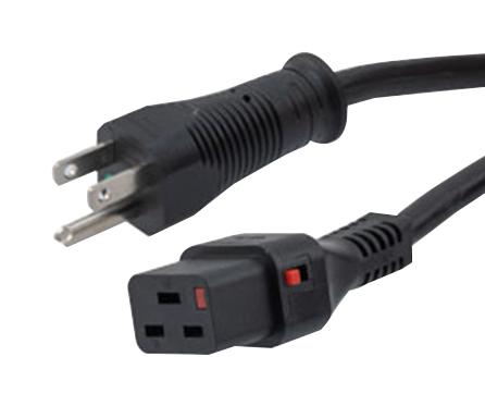 L-COM C19LHGN515P-15-3F POWER CORD, NEMA 5-15P-IEC C19, 3 , 15A