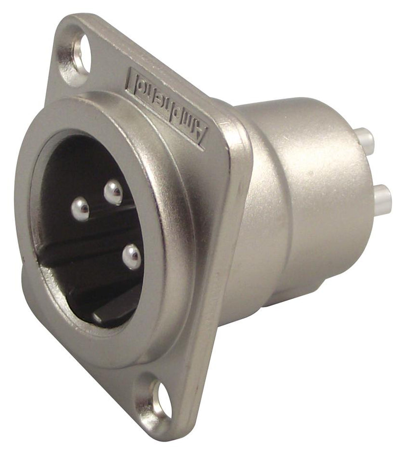 AMPHENOL AUDIO AC3MMDZ XLR Connector, 3 Contacts, Plug, Panel Mount, Silver Plated Contacts, Metal Body, AC