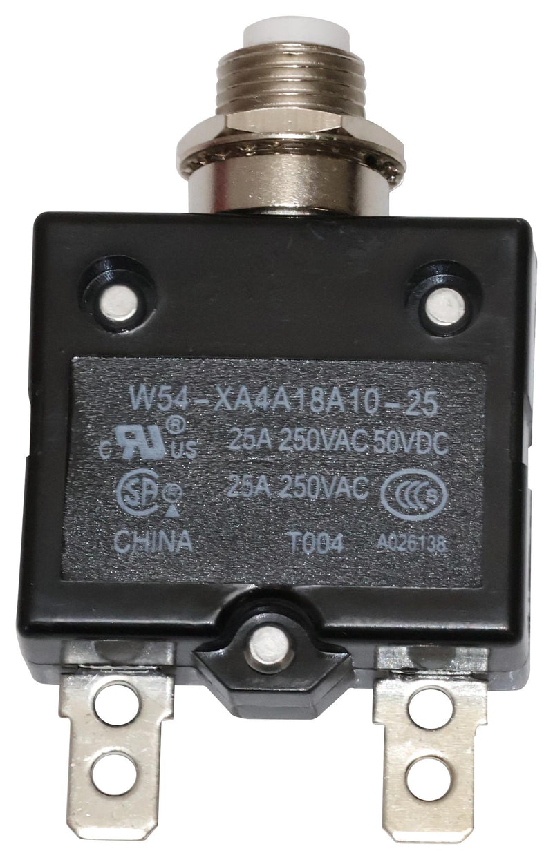 TE CONNECTIVITY 9-1423674-4 Thermal Circuit Breaker, W54 Series, 25 A, 1 Pole, 250 V, Panel