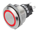 EAO 82-6651.1114 Vandal Resistant Switch, 316L Stainless Steel, Series 82, 22 mm, SPDT, Momentary, Round, Natural