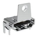 AMPHENOL COMMUNICATIONS SOLUTIONS G45AA1922110B1EU HDMI Connector, w/ Flange Screw Lock, 19 Contacts, Receptacle, PCB Mount, Surface Mount Right Angle
