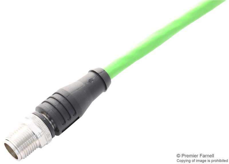 METZ CONNECT 142M2X12010 Sensor Cable, X-Code, Cat6a, M12 Plug, M12 Receptacle, 8 Positions, 1 m, 3.28 ft