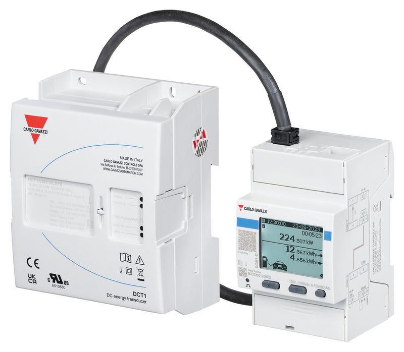 CARLO GAVAZZI DCM1A30V10L20S3DEB DC Energy Meter, 300 A, 1 kV, 12 to 24 VDC, DIN Rail, DCM1 Series