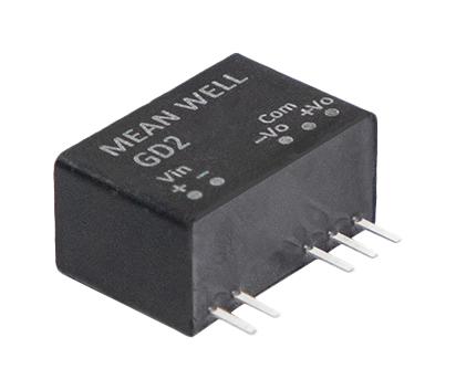 MEAN WELL GD2-241503 Isolated Through Hole DC/DC Converter, ITE & Industrial, SIP, 2 W, 2 Output, 15 V