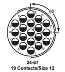 AMPHENOL INDUSTRIAL ACS06A24-67P-003 Circular Connector, ACS Series, MIL-DTL-5015 Series, Straight Plug, 19 Contacts, Solder Pin