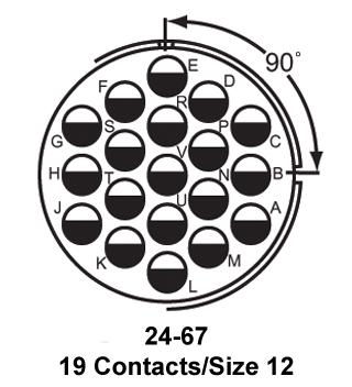 AMPHENOL INDUSTRIAL ACS06A24-67P-003 Circular Connector, ACS Series, MIL-DTL-5015 Series, Straight Plug, 19 Contacts, Solder Pin
