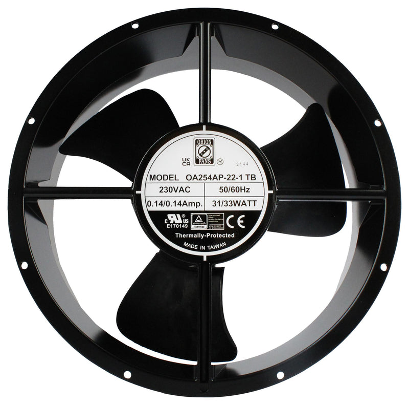 ORION FANS OA254AP-11-1WB AC Axial Fan, 115V, Circular, 254 mm, 89 mm, Ball Bearing, 547 CFM