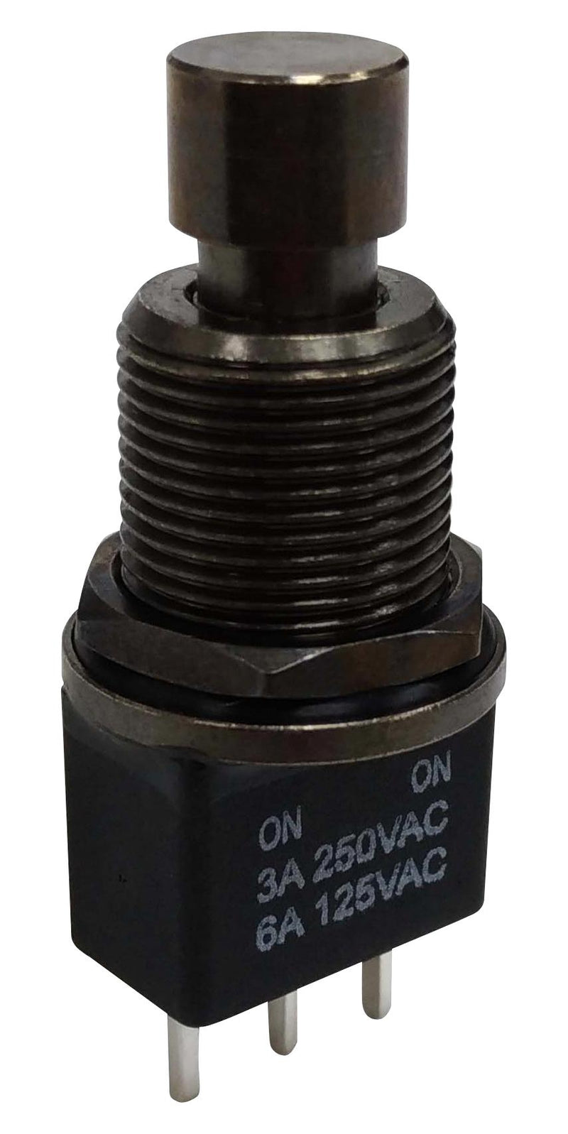 MULTICOMP PRO MP-PB10-AAA2QE-4 Pushbutton Switch, 11.9 mm, SPDT, On-On, Round Plunger, Black