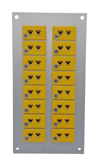 LABFACILITY AM-K-FF + FMP-16 Thermocouple Connector, 75 x 145mm Panel, Miniature, K, Socket, 16Way, Yellow, ANSI, Fascia Mount