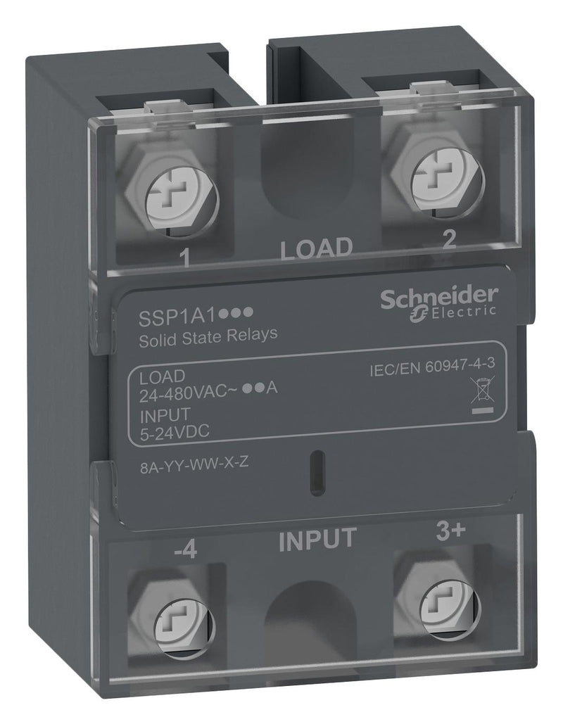 SCHNEIDER ELECTRIC SSP1A125BDE SSR, SPST-NO, 25A, 4 TO 32VDC, PANEL