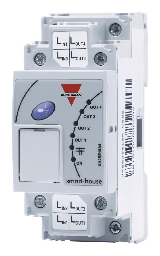 CARLO GAVAZZI SH2RE16A4 Relay Output Module, 4 Channel, 8.2 V, IP20, IP50, DIN Rail, Smart Dupline Series