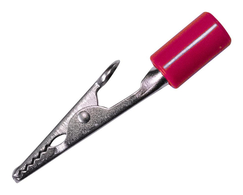 MUELLER ELECTRIC BU-60H-2 Alligator Clip, Insulated, 7.9 mm Jaws Open, 58 mm Length, 10 A, Red