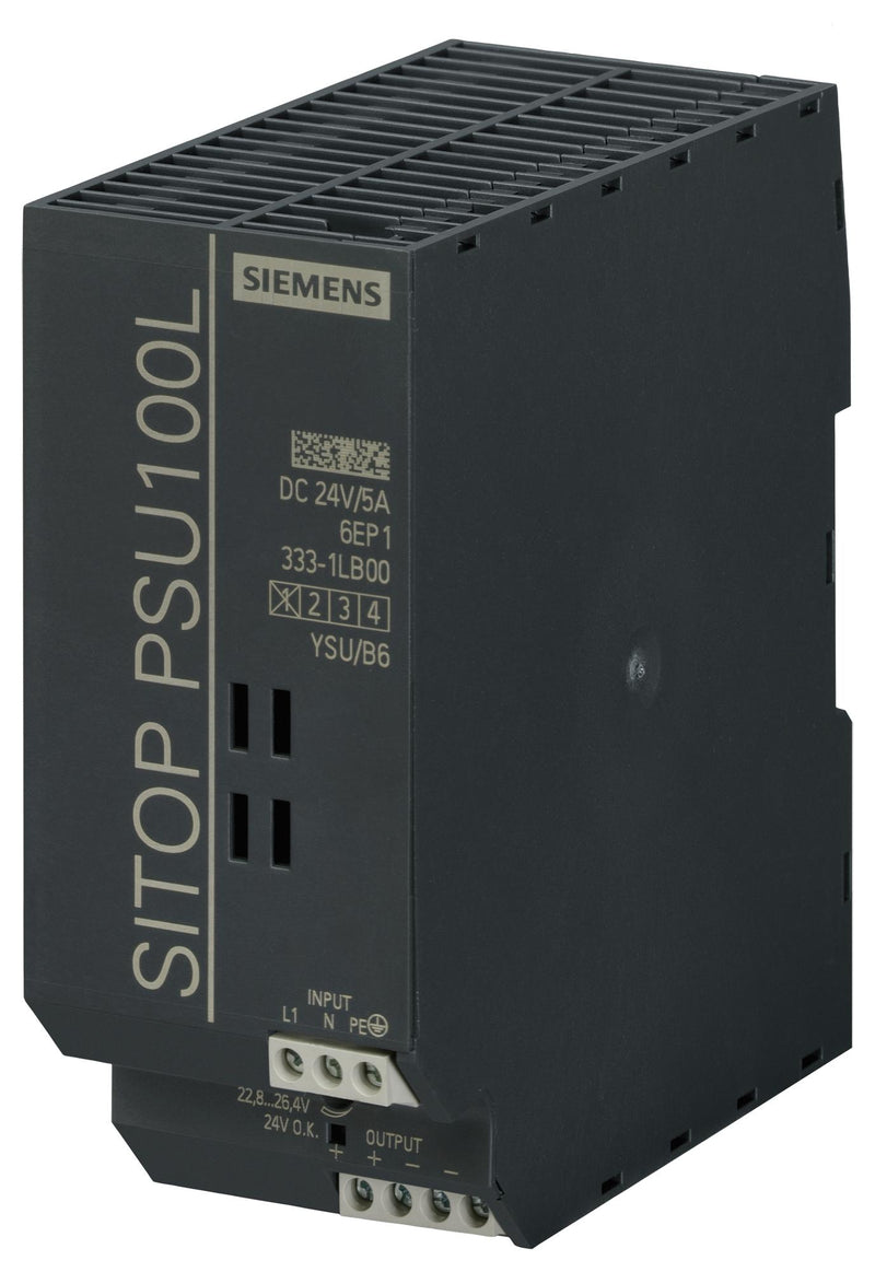 SIEMENS 6EP1333-1LB00 AC/DC DIN Rail Power Supply (PSU), ITE, 1 Output, 120 W, 24 VDC, 5 A
