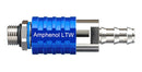 AMPHENOL LTW SQD04-SBCN-PAEM-BE001 Liquid Cooling Plug-Socket, 9/16"-18UNF, Stainless Steel, Blue, Valve, SnapQD Series