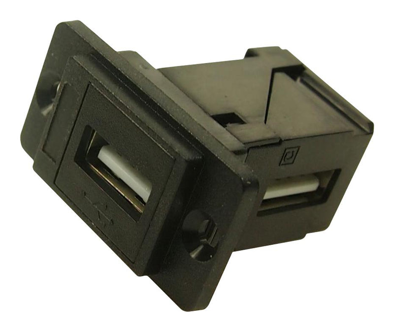 CLIFF ELECTRONIC COMPONENTS CP30754 USB Adapter, Blk Plastic, CSK, R/A, USB Type A Receptacle, USB Type A Receptacle, USB 2.0