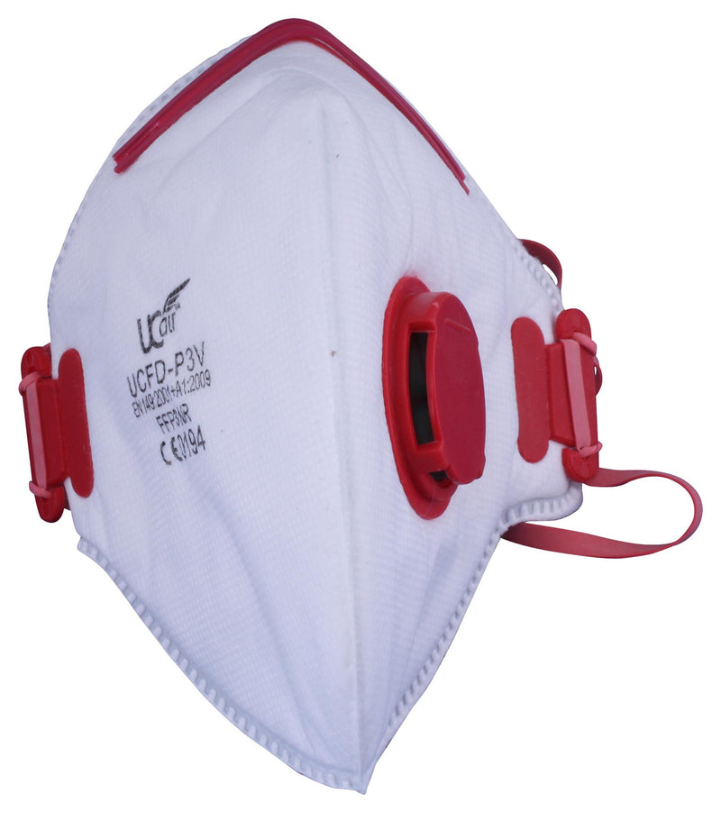 UCI RE/UC/UC-P3V Cupped Mask, Deluxe, Valved, Disposable, P3 Protection