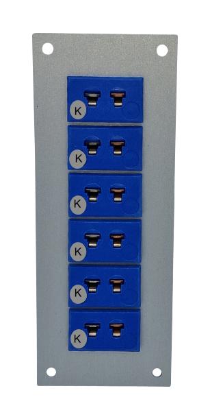 LABFACILITY JM-K-FF + FMP-6 Thermocouple Connector, 45 x 115mm Panel, Miniature, K, Socket, 6Way, Blue, JIS, Fascia Mount